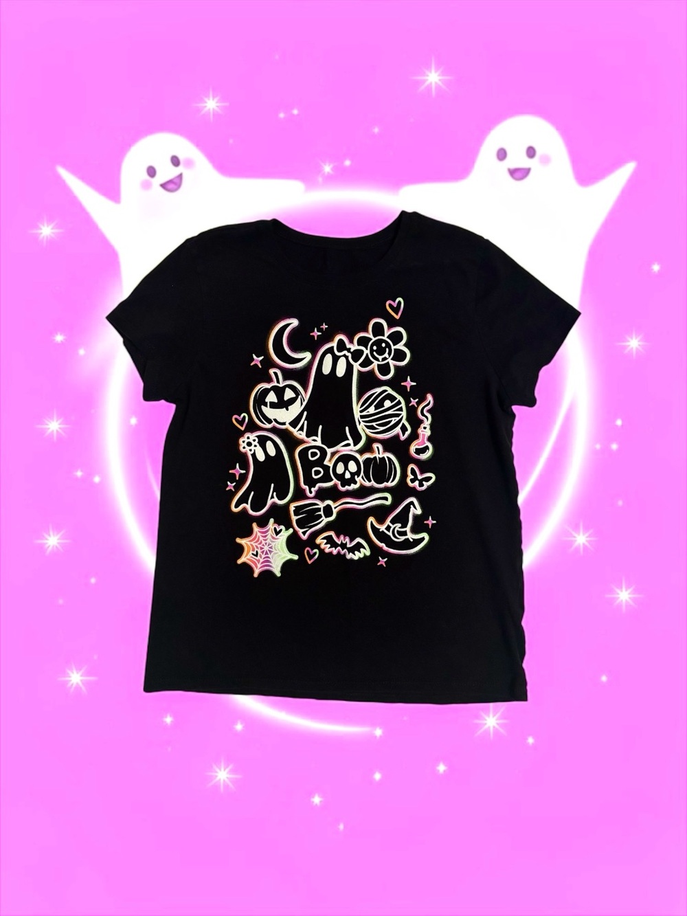 The Children’s Place Girls Halloween Ghost Tee Black Large (10/12)